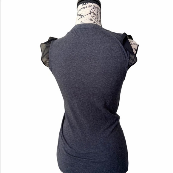 Theory Women’s Grey Black Ruffle Tank Top Sleeveless Pullover Slim Fit Grunge S - Picture 5 of 10